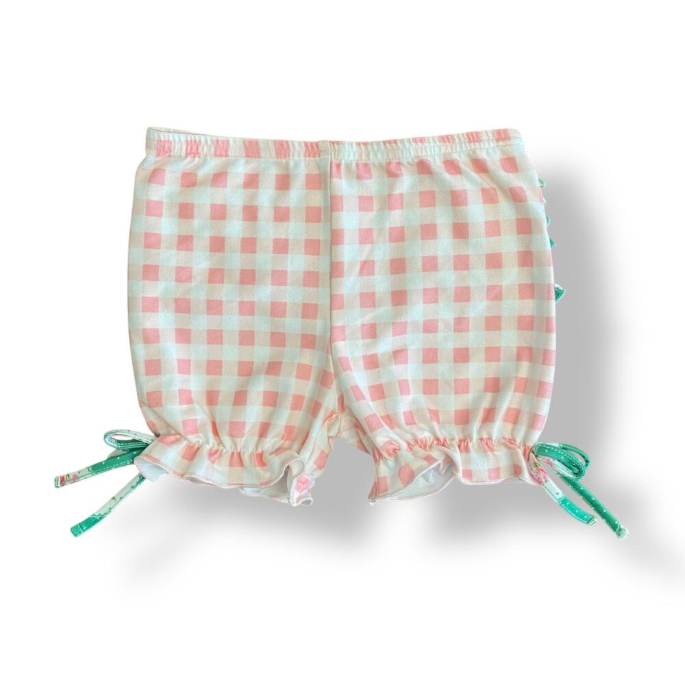 Sweet Honey Gingham Ruffle Bloomer Shorts‎ Toddlers Size 3T Pink Green Boho